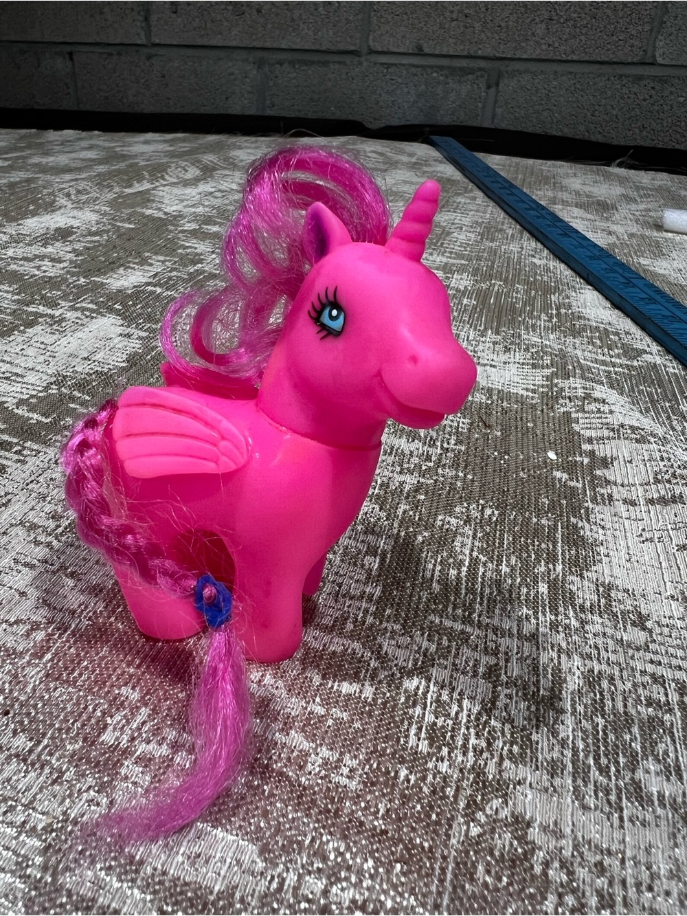 Pink Unicorn Toy with Wings and Blue Eyes